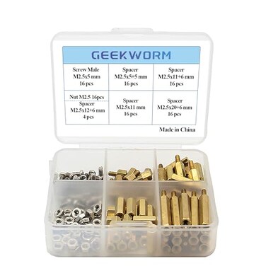 Geekworm for Raspberry Pi Installation Tool 100 PcsLot M25 Series Hex Brass SpacerStandoffs Nuts Screws wStorage Case for Raspberry Pi 54B3B3B3AZero W2W Accessories Kit