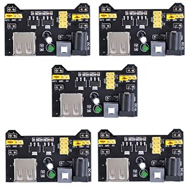 Oiyagai 5pcs MB102 Breadboard Power Supply Module for Arduino 33V5V DC USB Regulated Power 700mA Output for Solderless Prototype Projects