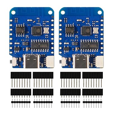 QCCAN 2pcs for WEMOS D1 Mini V400 TypeC USB WiFi Internet of Things Board Based ESP8266 4MB Compatible for Arduino MicroPython Nodemcu