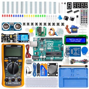 SunFounder Inventor Lab Starter Kit with Original Arduino Uno R3 REV3 Multimeter 34 Projects 40Video Courses RAB Breadboard Holder Battery RoHS Compliant for Beginners Engineers