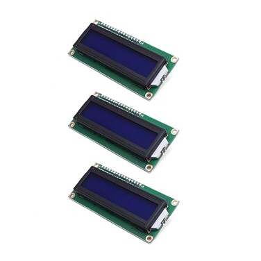 Teyleten Robot LCD1602 LCD Display Screen Module 16X2 Character Serial Blue Backlight LCD Module PCF8574T PCF8574 IIC I2C for Raspberry Pi Arduino STM32 DIY 3PCS