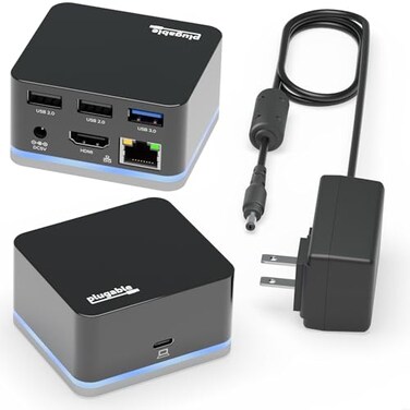 Plugable USBC Wired Cube Mini Docking Station Compact HDMI Gigabit Ethernet and 3 USB Ports Works with USBC USB4 and Thunderbolt MacBook Windows Chromebook No Host Charging