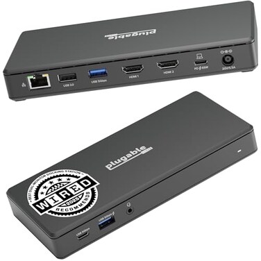 Plugable USBC Docking Station Dual 4K 60Hz HDMI 65W Charging Gigabit Ethernet 1x USBC 5Gbps 3X USBA Audio WindowsChromeOS USBCUSB4Thunderbolt Driverless UDMSTH2
