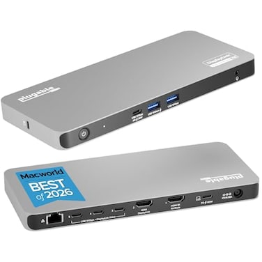 Plugable USB C Docking Station 5 Monitors 140W DisplayLink Dock Connects up to Five 4K Displays for MacBook Windows Thunderbolt 4 Laptops 2X HDMI 3X USBC 25Gbps Ethernet Driver Required DL7400