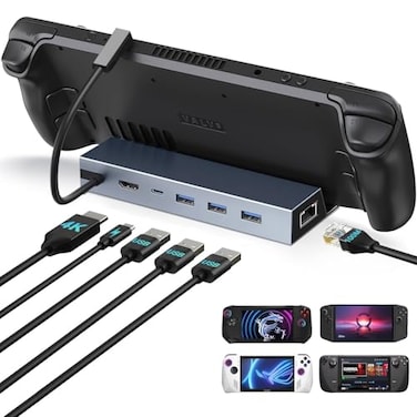 vienon Steam Deck Dock Docking Station for Steam DeckROG AllyLegion GoMSI ClawNitro DeckSteam Deck OLED 6in1 USB C Dock with HDMI 4K UHD 100Mbps RJ45 Ethernet USB 30 and PD 100W Charging
