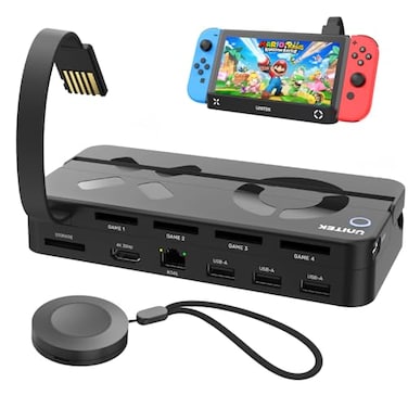 Unitek Nintendo Switch Dock Station with Game Card Reader Portable Switch TV Docking with 4K HDMIEthernetUSB 30PD Fast Charging Port 4 Card Slot for Switching Game by Wireless Remote Controller
