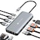 NOVOO USB C Docking Station Dual HDMI Adapter 11 in 1 Multi Display Docking Station Dual Monitor with 2 HDMI VGA 100W PD 4 USB USB C Hub Multiport Dongle Compatible with MacBookDellHPLenovo Laptops