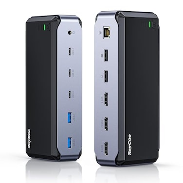 RayCue USB C Docking Station Dual Monitor for MacBook ProAir 13in1 Triple 4K Display Laptop USBC Hub Type C Dock with 3 4K HDMI PD30 7 USB RJ45 35mm Audio