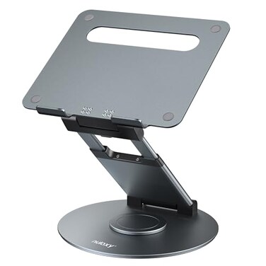 Nulaxy Telescopic 360 Rotating Laptop Stand for Desk Adjustable Height Swivel Pull Out Design Ergonomic Laptop Riser Standing Desk Converter Fits All 1017 Laptops Computer MacBook Gray