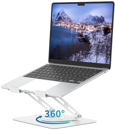 ALASHI Laptop Stand for Desk with 360 Rotating Base MultiAngle Adjustable Laptop Stands Foldable Laptop Riser Compatible with 10 to 156 Inches PC Computer White
