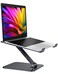 RIWUCT Foldable Aluminum Alloy Laptop Stand for Desk Height Adjustable Ergonomic Computer Stand Portable Laptop Riser Holder Printer Stand Compatible with MacBook Pro AirHPDell 1016 Black