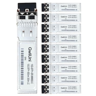 GwliUni 10Pcs MultiMode 10G SFP Fiber Module Network Transceiver SR MM850nm 300m Duplex LC for Switch Router Firewall Network Card Media Converter etc