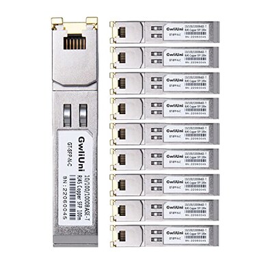 GwliUni 10Pcs 125Gbps RJ45 Copper SFP 101001000BaseT transceiver Module 100m for Switch Router Firewall Network Card Media Converter etc