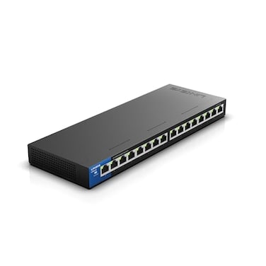 Linksys LGS116P 16 Port Gigabit Unmanaged Network PoE Switch with 8 PoE Ports 80W Ideal for Business Home Office IP Surveillance Ethernet Switch Hub with Metal Housing Desktop Wall Mount
