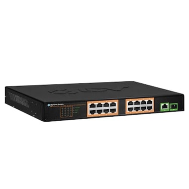 BV Tech 18Port Gigabit PoE Switch 16 PoE Ports 120W 2 Gigabit Uplink Ports 8023afat 30WPort Unmanaged Plug and Play for IP Cameras Access Points