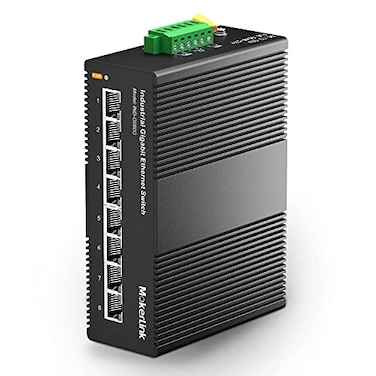 MokerLink 8 Port Gigabit Industrial DINRail Ethernet Switch 16Gbps Switching Capacity IP40 Rated Network Switch 40 to 185F with UL Power Supply