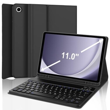 SENGBIRCH Keyboard Case for Samsung Galaxy Tab A9 Tablet 11 Dechatable Keyboard Bluetooth Smart Cover Galaxy A9 Plus Tablet Case with Keyboard Leather Folio Case for Tab A9 Plus with Pencil Holder Bla