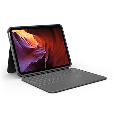 Logitech Rugged Folio Keyboard Case for iPad 10th gen A16 with Smart Connector and Durable SpillProof Keyboard Graphite
