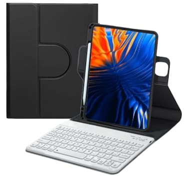 AnMengXinLing Keyboard Case for iPad Air 11 inch M4 M3 M2 iPad Air 5th 4th GenerationVertical Detachable Magnetic Keyboard Clear Cover with Pencil Holder 360 RotateBlackWhite