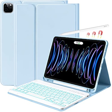 besky for iPad Air 11 Inch M4M3M2 202620252024 Air Series 6th5th4th Gen for iPad Pro 11 4th3rd Genwith Wireless Detachable Backlit Keyboard for 109 iPad Air 5th4th Gen Blue