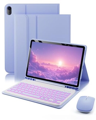 TUNKARMOR for iPad Air 11inch 5th 4th Generation Case with Keyboard iPad Air 10911inch M4 M3 M2 Air 5 Air 4 Gen 20262025202420222020 Magic Keyboard Backlit Builtin Pencil Holder with Mouse Purple