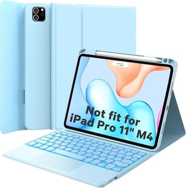GreenLaw Keyboard Case for iPad Air 11inch M3M2 20252024 Air 4th5th Gen iPad Pro 11 inch 1st2nd3rd4th Gen Smart Touchpad 7Color Backlit Stain Resistant Cover Sky Blue