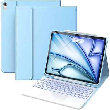 GreenLaw Keyboard for iPad Air 13 inch M3M2 Magnetic Detachable Keyboard with MultiTouch Trackpad 7 Colors Backlit Stain Resistant Cover for iPad Air 13M3 2025M2 2024 Pale Blue