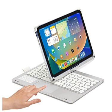 HENGHUI 360 Rotatable Keyboard Case for iPad 10th Generation 2022 109 inch Backlight Keyboard with Trackpad Bluetooth Foldable Keyboard Cover for iPad 10 Silver