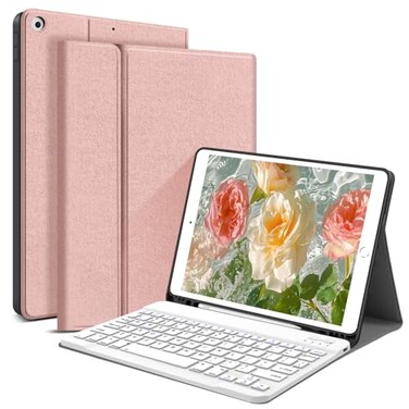 JUQITECH iPad 102 9th 8th 7th Generation Case with Keyboard 202120202019 Wireless Bluetooth Magnetic Keyboard Case Soft Tablet Protective Cover for iPad 102 Inch with Apple Pencil Holder