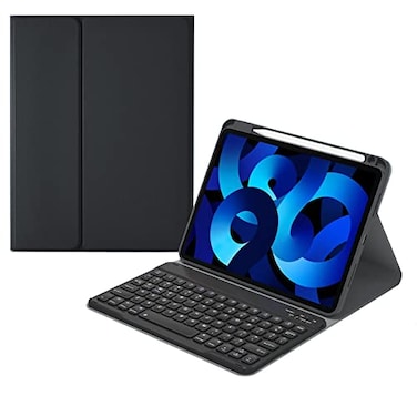 kaitesi Rechargeable Keyboard Case for iPad 6th Generation iPad 5th Gen Pad Air 2 97 Inch Case with iKeyboard Top Pencil Holder Concave Keys Detachable Keyboard CoverBlack