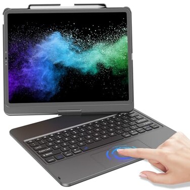 KBCASE Keyboard Case for iPad Air 13 inch M4M3M2 202620252024for iPad Pro 129 6th5th4th3rd Gen 360Rotatable Case with Touchpad Pencil Holder for iPad Air 13Pro 129 Titanium Gray