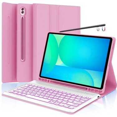 SUYOOULIN Keyboard Case for Samsung Galaxy Tab S10 FE Plus 131 Smart S10fe Keyboard Case with SPen Holder Pink