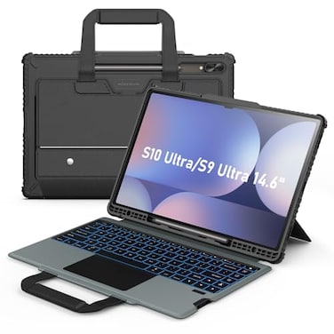 Nillkin for Samsung Galaxy Tab S10 Ultra Carry Go Portable Handle Detachable Keyboard Case with 7 Backlit Kickstand Trackpad S Pen Holder S9 Ultra 5G 146 inch