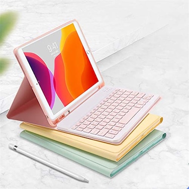 YEEHi Keyboard Case for iPad mini 5th Generation iPad mini 4 Cute Color Keyboard Detachable Bluetooth Keyboard Cover with Pencil Holder for iPad mini 5 Pink