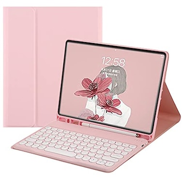 HENGHUI Keyboard Case for iPad Air 11 inch M3M2 Air 5th 4th Generation 109 inch Case with Cute Round Key Color Detachable BT Keyboard Cover Pink