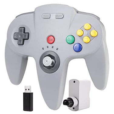 SAFFUN Wireless N64 Switch Online Controller 24 GHz USB N64 Receiver Compatible with Windows PC MacOS Raspberry Pi N64 Switch 2 OnlineNSO Rechargeable Builtin Rumble Plug and Play Gray