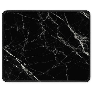 Auhoahsil Mouse Pad 12 x 10 in Nature Marble Theme Computer Mouse Pad for Desk PremiumTextured NonSlip Rubber Stitched Edges Waterproof Square Mouse Mat for Gaming Work Wireless Mice Black