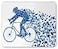 Lunarable Bicycle Mouse Pad Silhouette Design of a Biker Man with Triangle Geometrical Fragmented Features Rectangle NonSlip Rubber Mousepad Standard Size White Blue