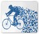 Lunarable Bicycle Mouse Pad Silhouette Design of a Biker Man with Triangle Geometrical Fragmented Features Rectangle NonSlip Rubber Mousepad Standard Size White Blue