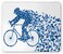 Lunarable Bicycle Mouse Pad Silhouette Design of a Biker Man with Triangle Geometrical Fragmented Features Rectangle NonSlip Rubber Mousepad Standard Size White Blue