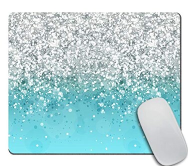 Amcove Blue Glitter Gaming Mouse Pad Custom DesignFashion NonSlip Rubber Square Mousepad for Present Support Computers Laptop 95 X 79 Inch 240mmX200mmX3mm