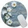 Amcove Custom Mouse pad Floral Round Mousepad Daisy Flowers On Old Wooden Office Decor for Women Desk Accessories Yellow Flowers Mousepad Present for her Cute Pad