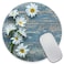 Amcove Custom Mouse pad Floral Round Mousepad Daisy Flowers On Old Wooden Office Decor for Women Desk Accessories Yellow Flowers Mousepad Present for her Cute Pad