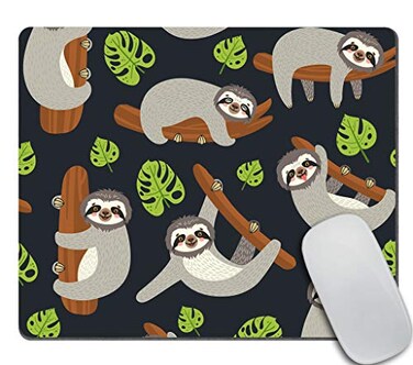 Amcove Funny Sloth Mouse Pad Sloth on The branch Mouse padOffice Desk Accessories Leaves and cute Sloth Presents for Her Office Decor Sloth Mousepad Desk Decor