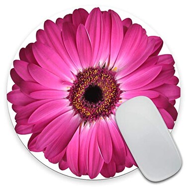 Amcove Mouse Pad Isolated Purple Gerbera Daisy Round Mousepad NonSlip Rubber Base Customized Gaming Mouse Mat for Laptop Computer PC