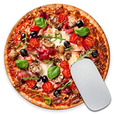 Amcove Pizza Mousepad Funny Office Decor Mouse mat Pizza Print Mousepads Desk Accessories Round Mouse pad Mousepad Food Funny