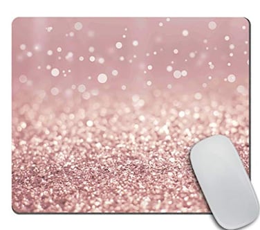 Amcove Rose Gold Rainbow Glitter Gaming Mouse Pad Custom DesignFashion NonSlip Rubber Square Mousepad for Present Support Computers Laptop 95 X 79 Inch 240mmX200mmX3mm