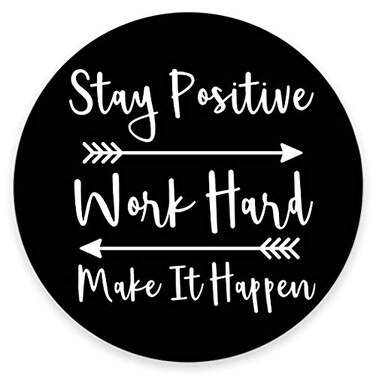 Amcove Round Gaming Mouse Pad Custom Stay Positive Work Hard and Make It Happen Inspirational Quotes Round Mouse pad Art Rustic Black Old Wood White Quote 79 x 79 x 012 Inch