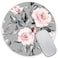 Amcove Spring Flowers and Leaves Round Mousepad Gray and Pink Roses Floral Mouse Mat for Office