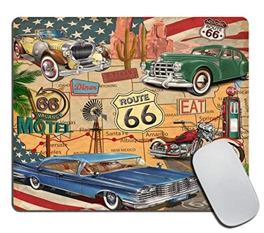 TSSOHU Antique Car Mouse Pad Old Classic Car Theme American Vintage Route 66 Diner Motorcycle Customized NonSlip Rubber Base Mousepads Computer Mouse Pads for Wireless Mouse 9579012 inches